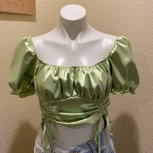 SHEIN shiny green crop top